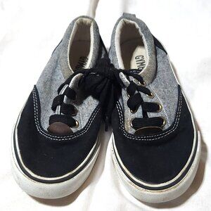 Gymboree Girls Sneakers – Size 10 Toddler – Black & Gray with Gold Accents